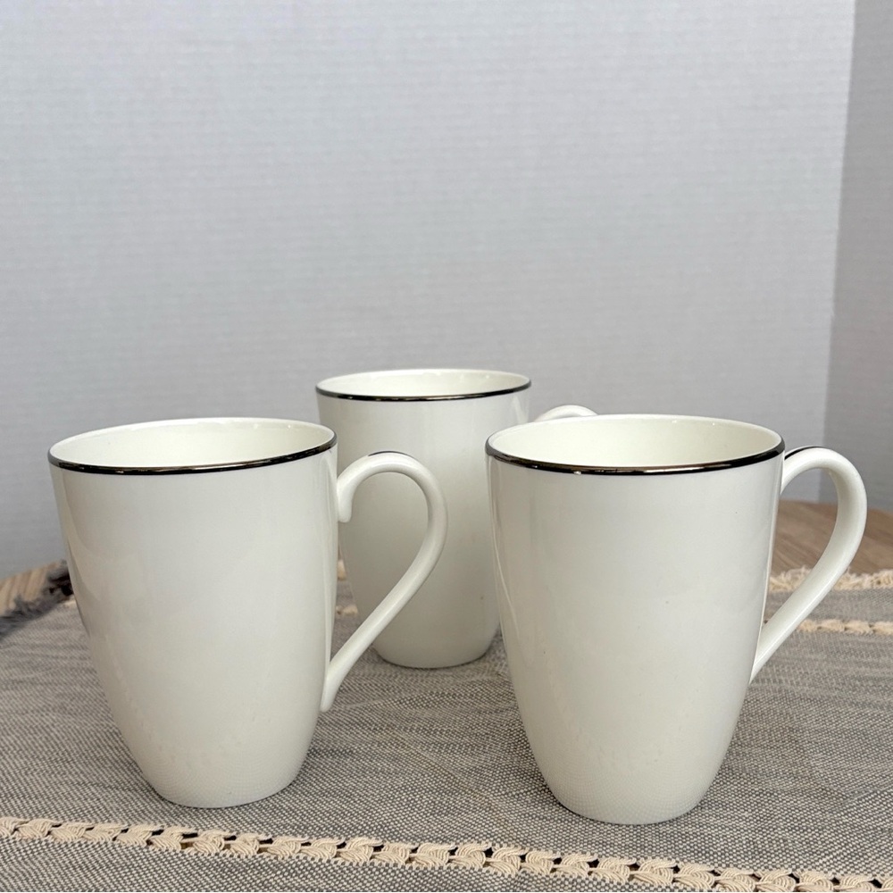 Lenox Elegant White Mugs with platinum Trim